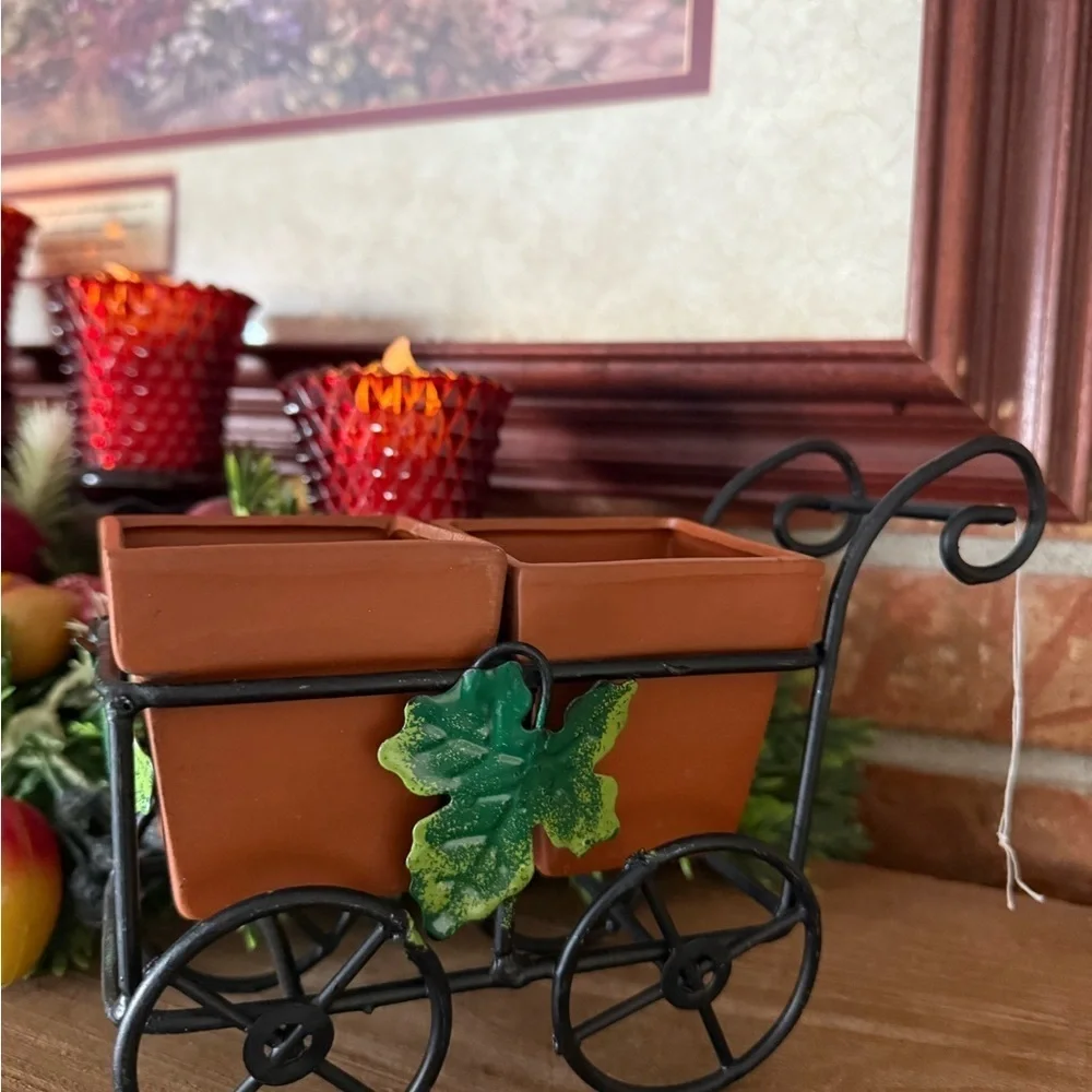 Vintage 1985 Brown and Black Decor Cart with Rustic Accents